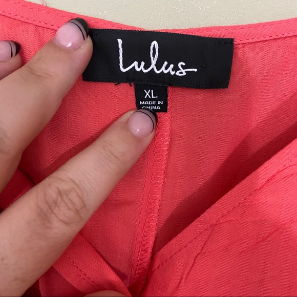 🆕 Lulus Coral Pink Button-Front Midi Dress - Picture 6 of 10